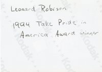 Leonard Robison, Award Winner