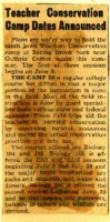 Teacher conservation camp dates announced.