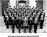 ROTC drill team posing on Old Capitol steps, The University of Iowa, May 1936