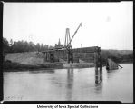 Interurban bridge construction over the Iowa River, Iowa City, Iowa, 1920s