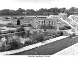 Iowa Memorial Union Pedestrian Bridge and fountain, Iowa City, Iowa, between 1936 and 1939