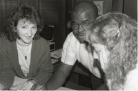 1988  Kathy Baughman, Terry Cosby, and Lisa Neidermayer work on a project for the Des Moines County Soil and Water Conservation District