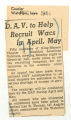 D.A.V. to help recruit WACS in April, May