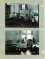 Lounge and students in a dorm room in Currier Hall, The University of Iowa, 1950s