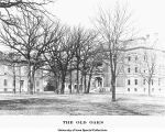 North Hall, Dental Building, and Science Hall behind old oaks, The University of Iowa, 1900s
