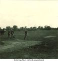 Soldiers marching on practice field, The University of Iowa, 1950s