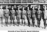 ROTC officers and staff posed in gymnasium of Armory, The University of Iowa, 1922