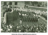 Induction ceremony on west side of Old Capitol, The University of Iowa, 1939