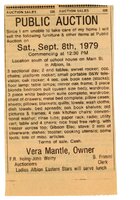1979 Doc Mantle auction notice