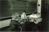Second and third graders in pottery class, The University of Iowa elementary school, February 1929