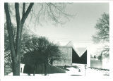 Entrance to the Hardin Library for the Health Sciences in winter, the University of Iowa, March 1975