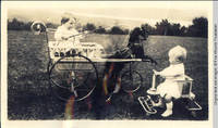 Baby Frindy Burden in small scooter with friend in toy carriage with horse in front