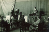 Life model sitting for students at easels, The University of Iowa, 1920s