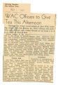 WAC officers to give tea this afternoon