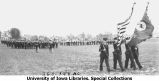 Governor's Day ceremony, colors during pass and review, The University of Iowa, 1931