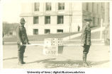Cadets carrying stretcher in Mecca Day parade, The University of Iowa, 1919