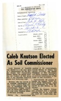 Caleb Knutson elected as soil commissioner. 