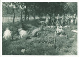 First grade class working in garden, The University of Iowa, June 1937