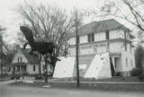 Phi Kappa Psi Homecoming lawn display, ""K.U.'s in the bag,"" 1962