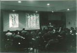 Art history lecture using a slide projection of images, The University of Iowa, 1960s