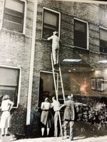 Father on a Ladder Visit Hospitalized Son with Polio