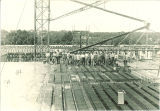 Construction crew of the east wing of the Chemistry and Botany Building at the Capitol Street level, The University of Iowa, August 8, 1922