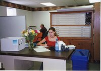 2002  Volunteer Rachel Fosdick helps out in the office