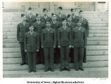 Cadets of the 5th Platoon on the steps of the Old Capitol, The University of Iowa, ca. 1943