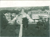 Iowa Avenue, St. James and Unitarian Church as seen from cupola of the Old Capitol, The University of Iowa, 1910