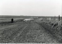 Man walks in field with excess water