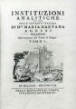 Instituzioni Analitiche, cover  from Tome 1