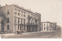 0108  Leggett Hotel with First National Bank and the Fair department store nearby.