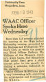 WAAC officer spoke here Wednesday