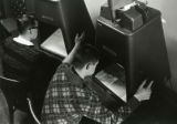 Students using microfilm readers