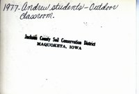 Outdoor classroom with Andrew Community School students, 1977