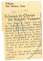 Eckman in charge of WAAC vespers