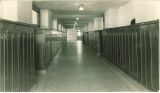 Corridor lined with lockers in Trowbridge Hall, The University of Iowa, 1917