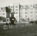 Friley Residence Hall Homecoming lawn display, ""C.U at the Party,"" 1952