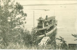 Steamer "Okoboji" landing young women at Iowa Lakeside Laboratory, West Lake Okoboji, 1910s