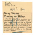 Navy WAVES coming to Sibley
