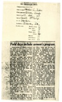 Field days include women's program.