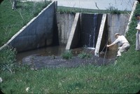 Drop spillway weir notch on the farm.