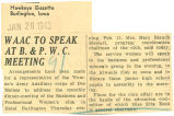 WAAC to speak at B. &amp; P. W. C. meeting