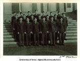 Cadets of the 3rd Platoon on steps of the Old Capitol, The University of Iowa, ca. 1943
