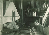 Men building stage props and scenery, The University of Iowa, 1930s
