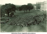Induction ceremony on southwest side of Pentacrest, The University of Iowa, 1920s
