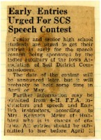Early entries urged for SCS speech contest. 