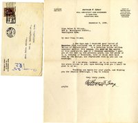 Arthur F. Gray letter to Helen Patricia (Patsy) Wilson exchanging bookplates. 