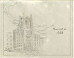 Sketch of the hospital tower, the University of Iowa, Nov. 1928