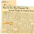 Plan to use war prisoners on several farms in Central Iowa